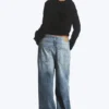 Astro Mid Rise Loose Baggy Unisex-Jeans – Board Blue – Mittelblau Astro Mid Rise Loose Baggy Unisex-Jeans – Board Blue – Mittelblau