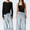 Astro Mid Rise Loose Baggy Unisex-Jeans – Dream Blue – Hellblau Astro Mid Rise Loose Baggy Unisex-Jeans – Dream Blue – Hellblau