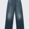 Astro Mid Rise Loose Baggy Unisex-Jeans – Mine Blue – Mittelblau Astro Mid Rise Loose Baggy Unisex-Jeans – Mine Blue – Mittelblau
