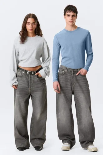 Astro Mid Rise Loose Baggy Unisex-Jeans – Mine Grey