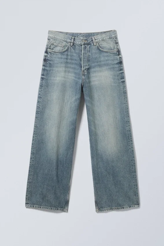 Astro Mid Rise Loose Baggy Unisex-Jeans – Torn Blue – Mittelblau Astro Mid Rise Loose Baggy Unisex-Jeans – Torn Blue – Mittelblau