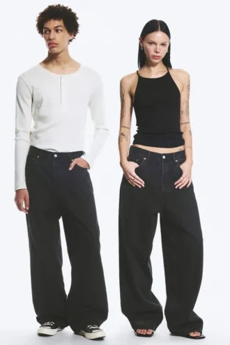 Astro Mid Rise Loose Baggy Unisex-Jeans – Tuned Black – Schwarz