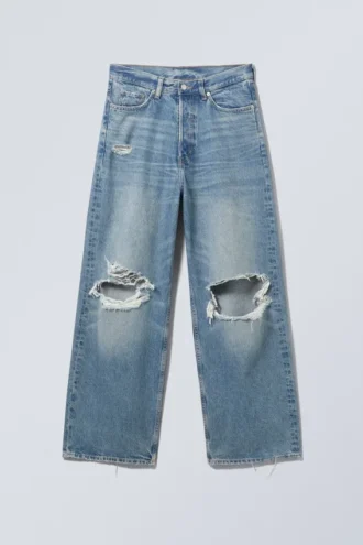 Astro Ripped Loose Baggy Jeans – Seventeen Blue