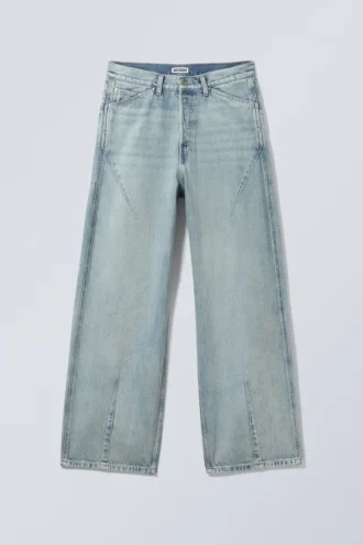 Astro Shape Loose Baggy Jeans – Ziegelblau – Hellblau