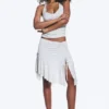 Asymmetrischer Midirock – Hellgrau meliert Asymmetrischer Midirock – Hellgrau meliert