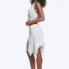 Asymmetrischer Midirock – Hellgrau meliert Asymmetrischer Midirock – Hellgrau meliert