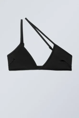Asymmetrisches Bikini-Oberteil zum Überziehen – Schwarz