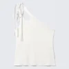 Asymmetrisches Jersey-Tanktop mit Bindeband – Weiß Asymmetrisches Jersey-Tanktop mit Bindeband – Weiß