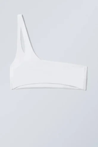 Asymmetrisches One-Shoulder-Bikini-Oberteil – Weiß