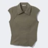 Asymmetrisches Ripstop-Oberteil mit Flügelärmeln – Khaki-Grün Asymmetrisches Ripstop-Oberteil mit Flügelärmeln – Khaki-Grün