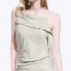 Asymmetrisches, ärmelloses Midi-Kleid mit Wasserfallausschnitt – Light Mole Asymmetrisches, ärmelloses Midi-Kleid mit Wasserfallausschnitt – Light Mole