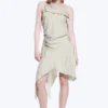 Asymmetrisches, ärmelloses Midi-Kleid mit Wasserfallausschnitt – Light Mole Asymmetrisches, ärmelloses Midi-Kleid mit Wasserfallausschnitt – Light Mole