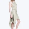 Asymmetrisches, ärmelloses Midi-Kleid mit Wasserfallausschnitt – Light Mole Asymmetrisches, ärmelloses Midi-Kleid mit Wasserfallausschnitt – Light Mole