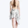 Asymmetrisches, ärmelloses Midi-Kleid mit Wasserfallausschnitt – Schwarz/Weiß-Print Asymmetrisches, ärmelloses Midi-Kleid mit Wasserfallausschnitt – Schwarz/Weiß-Print