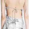 Asymmetrisches, ärmelloses Midi-Kleid mit Wasserfallausschnitt – Schwarz/Weiß-Print Asymmetrisches, ärmelloses Midi-Kleid mit Wasserfallausschnitt – Schwarz/Weiß-Print