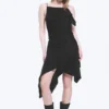 Asymmetrisches, ärmelloses Midikleid mit Cowl-Ausschnitt – Schwarz Asymmetrisches, ärmelloses Midikleid mit Cowl-Ausschnitt – Schwarz