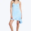 Asymmetrisches Satinkleid – Hellblau Asymmetrisches Satinkleid – Hellblau