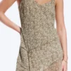 Asymmetrisches Slip-Kleid – Staubiges Khaki-Grün – Blume Asymmetrisches Slip-Kleid – Staubiges Khaki-Grün – Blume