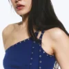 Asymmetrisches Tanktop mit Ösen – Hellblau Asymmetrisches Tanktop mit Ösen – Hellblau