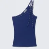 Asymmetrisches Tanktop mit Ösen – Hellblau Asymmetrisches Tanktop mit Ösen – Hellblau