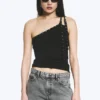 Asymmetrisches Tanktop mit Ösenverzierung – Schwarz Asymmetrisches Tanktop mit Ösenverzierung – Schwarz