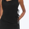 Asymmetrisches Wickel-Top mit Trägern – Schwarz Asymmetrisches Wickel-Top mit Trägern – Schwarz