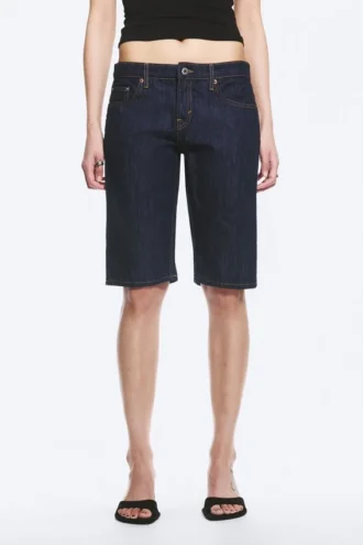 Atom Low Rise Regular Knee-Length Denim Shorts – Blue Rinse – Dunkelblau