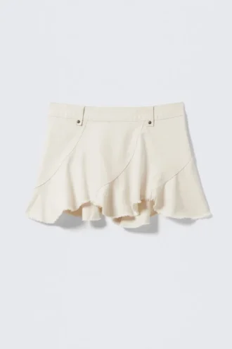 Ausgefranster asymmetrischer Minirock aus Twill – Off-White