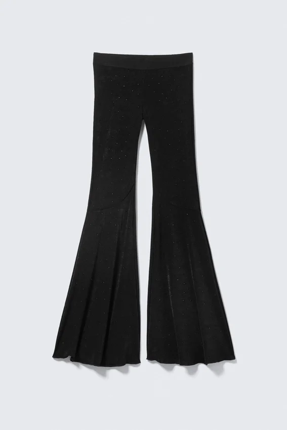 Ausgestellte Strass-Hose – Schwarz – Strasssteine Ausgestellte Strass-Hose – Schwarz – Strasssteine