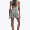 Ausgestelltes Minikleid aus Twill mit U-Boot-Ausschnitt – gewaschenes Grau Ausgestelltes Minikleid aus Twill mit U-Boot-Ausschnitt – gewaschenes Grau