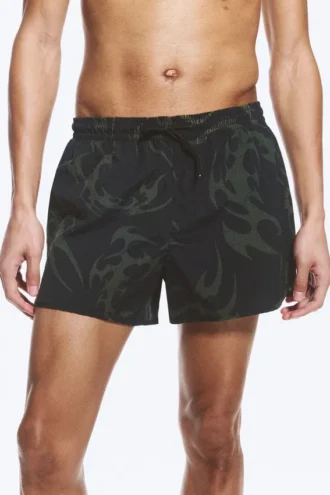 Bade-Shorts mit Print – Schwarz