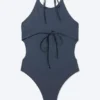 Badeanzug mit Neckholder-Ausschnitt – Dunkelblau Badeanzug mit Neckholder-Ausschnitt – Dunkelblau