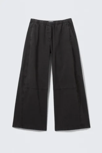 Baggy-Hose aus gewaschenem Canvas mit niedriger Leibhöhe – gewaschenes Schwarz