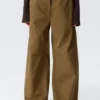 Baggy-Hose mit niedriger Leibhöhe aus Ripstop – Dunkelkhaki Baggy-Hose mit niedriger Leibhöhe aus Ripstop – Dunkelkhaki