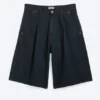Baggy-Jeans-Shorts mit Falten und mittlerer Leibhöhe – Emerald Rinse – Dunkelblau
