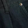 Baggy-Jeans-Shorts mit Falten und mittlerer Leibhöhe – Emerald Rinse – Dunkelblau
