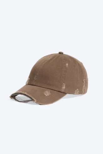 Baseballkappe aus Baumwoll-Canvas im Used-Look – Hellbraun im Used-Look