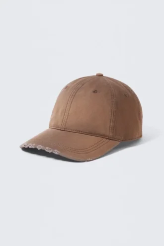 Baseballkappe aus Baumwolltwill im Used-Look – gewaschen, braun