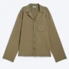 Baumwoll-Lounge-Hemd – Mittelstaubiges Khaki-Grün Baumwoll-Lounge-Hemd – Mittelstaubiges Khaki-Grün
