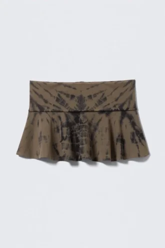 Baumwoll-Mini-Rock mit breitem Bund – Dark Mole Tie-Dye