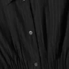 Baumwoll-Popeline-Hemd mit geraffter Taille – gestreift, schwarz Baumwoll-Popeline-Hemd mit geraffter Taille – gestreift, schwarz