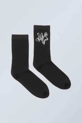 Baumwoll-Strass-Socken – Schwarz