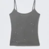Baumwoll-Tanktop mit Nieten – Dunkelgrau Baumwoll-Tanktop mit Nieten – Dunkelgrau