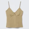 Baumwoll-Tanktop mit V-Ausschnitt – Beige Baumwoll-Tanktop mit V-Ausschnitt – Beige