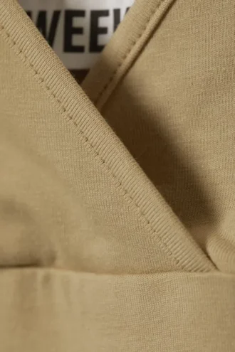 Baumwoll-Tanktop mit V-Ausschnitt – Beige