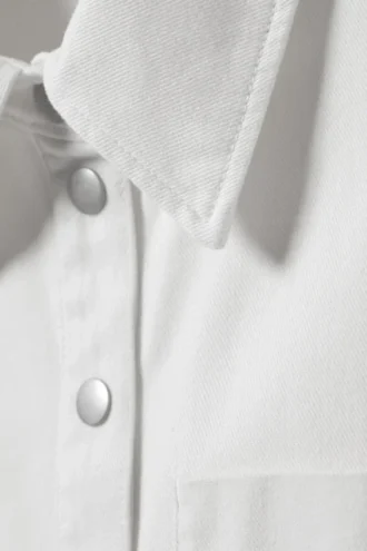 Baumwoll-Twill-Hemd mit Flügelärmeln – Weiß