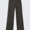 Baumwollhose mit Nadelstreifen und niedriger Taille – dunkelgrau gestreift Baumwollhose mit Nadelstreifen und niedriger Taille – dunkelgrau gestreift