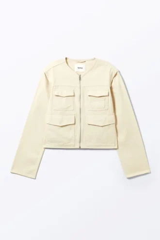 Baumwolljacke mit abnehmbaren Ärmeln – Hellbeige