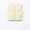 Baumwolljacke mit abnehmbaren Ärmeln – Hellbeige Baumwolljacke mit abnehmbaren Ärmeln – Hellbeige