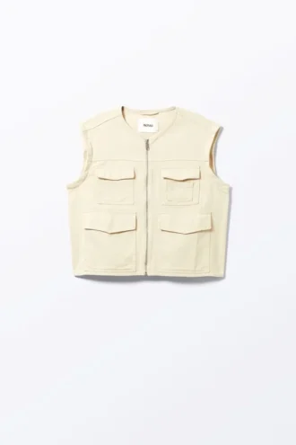 Baumwolljacke mit abnehmbaren Ärmeln – Hellbeige